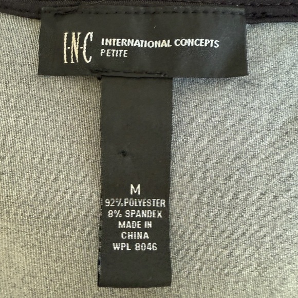 INC International Concepts Black Gold Studded V-Neck Long Sleeve Dress M Petite - Picture 4 of 9